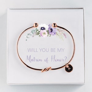 Matron of Honor Proposal Gift - Will you be my Matron of Honor Initial Bracelet - Personalized Gift  #BC021