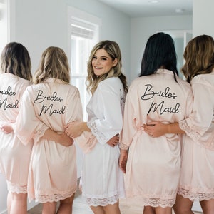 Personalized Satin Robes Bridesmaid Robes Bridal Party Lace Robe