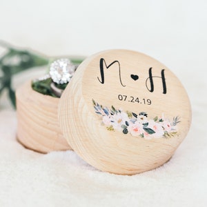 Personalized Wooden Ring Box - Custom Wedding Ring Box - Ring Bearer Box - Printed Design Ring Box #RB013