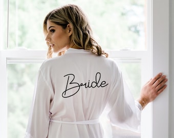 Bride Robe - Mrs Robe - Bridesmaid Lace Robe - Personalized Satin Robes - BR01