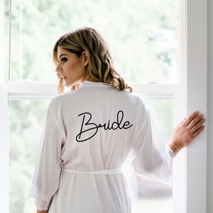 Bride Robe - Mrs Robe - Bridesmaid Lace Robe - Personalized Satin Robes - BR01