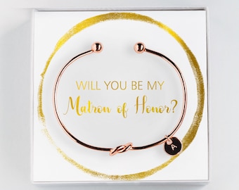 Matron of Honor Proposal Gift - Will you be my Matron of Honor Initial Bracelet - Personalized Gift  #BC051