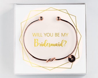 Demoiselle d’honneur proposition cadeau-va vous être Ma demoiselle d’honneur-bracelet initiale de demoiselle d’honneur-cadeau personnalisé-cravate le bracelet noeud #BC054