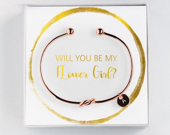 Cadeau de proposition de fille de fleur-va vous être mon bracelet initiale de fille de fleur-cadeau personnalisé #BC053