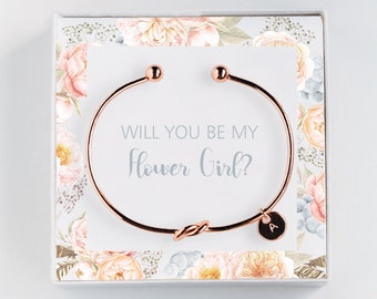 Cadeau de proposition de fille de fleur - serez-vous mon bracelet initial de fille de fleur - cadeau personnalisé #BC043