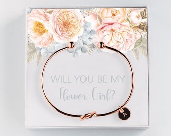 Cadeau de proposition de fille de fleur-va vous être mon bracelet initiale de fille de fleur-cadeau personnalisé #BC033