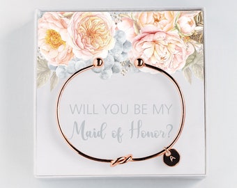 Cadeau de demoiselle d’honneur proposition-va vous être Ma demoiselle d’honneur initiale bracelet-cadeau personnalisé #BC030