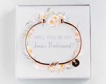 Cadeau de proposition de demoiselle d'honneur junior - Serez-vous ma demoiselle d'honneur junior - Bracelet initial - Cadeau personnalisé #BC037