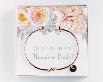 Cadeau de proposition de fille de fleur - serez-vous mon bracelet initial miniature de mariée - cadeau #BC069