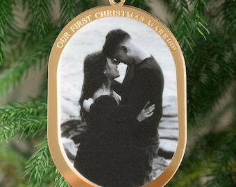 First Christmas Married Ornament With Photo - Personalized Keepsake - Wedding Christmas Gift 2025