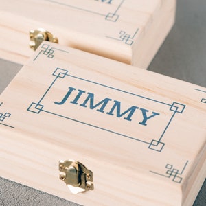 Ring Bearer Gift Box - Boys Wedding Gift Box - Personalized Bridal Party Gift - Wooden Box #WB002