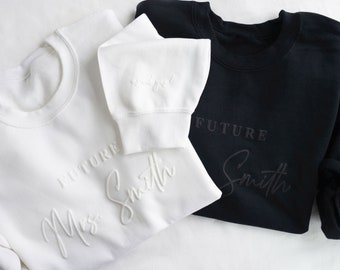 Sweat-shirt Future Mrs personnalisé - Cadeau personnalisé pour la mariée - Cadeau de fiançailles - Cadeau de shower de bébé #ED03
