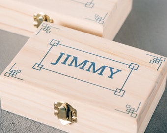 Ring Bearer Gift Box - Boys Wedding Gift Box - Personalized Bridal Party Gift - Wooden Box #WB002