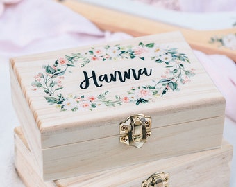 Flower Girl Gift Box - Bridesmaid Gift - Personalized Bridal Party Gift - Wooden Box #WB001