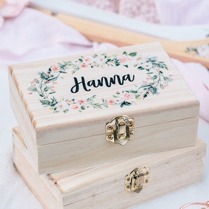 Flower Girl Gift Box - Bridesmaid Gift - Personalized Bridal Party Gift - Wooden Box #WB001