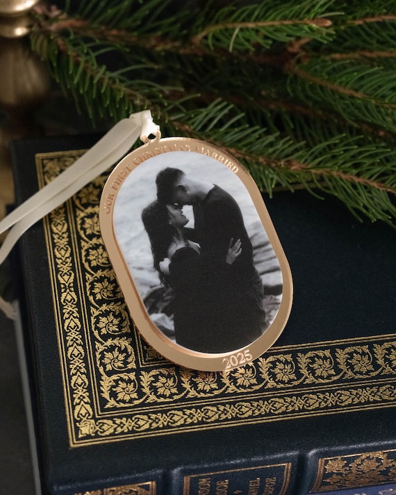 First Christmas Married Ornament With Photo - Personalized Keepsake - Wedding Christmas Gift 2025
