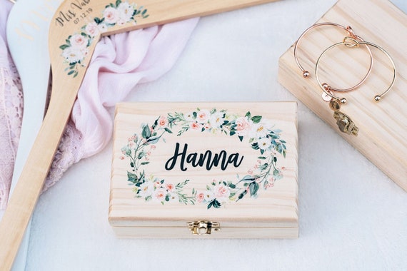 Flower Girl Gift Box - Bridesmaid Gift - Girl Gift Box - Personalized Bridal Party Gift - Wooden Box #WB001