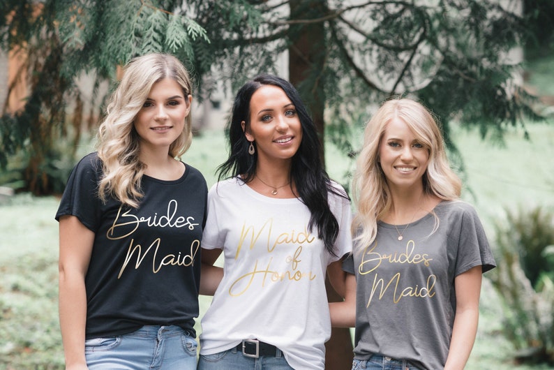 Bridesmaid Shirts Maid of Honor T-shirt Bridesmaid Proposal Bridal Party Shirt Bachelorette Party Getting Ready image 3