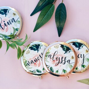 Bridesmaid Mirror, Bridesmaid gift, Personalized Pocket Mirror, Name Pocket Mirror, Handheld Compact mirror PM01-09 image 5