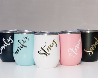 Wine Tumbler - Personalized Custom Bridesmaid Tumbler - Bridesmaid Proposal Gift - Insulated Bridal Tumbler - Party Gift - Custom Wine Cup