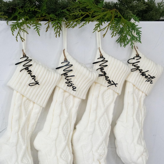 Stocking Tags - Black Personalized Christmas Name tags
