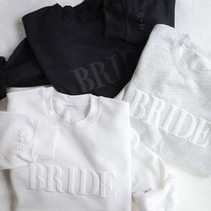 Embossed Bride Sweatshirt Personalized Gift For Engagement Gift Bridal Shower Gift ED01 image 5