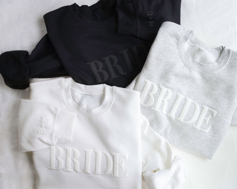 Embossed Bride Sweatshirt Personalized Gift For Engagement Gift Bridal Shower Gift ED01 image 5