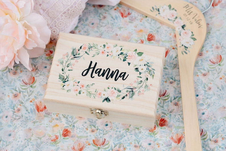 Flower Girl Gift Box Bridesmaid Gift Girl Gift Box Personalized Bridal Party Gift Wooden Box WB001 image 2