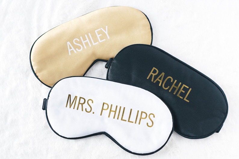 Personalized Sleep Masks Bridesmaid Eye Mask Bachelorette Maid of Honor Proposal Gifts Custom Silky Satin Mask Bridal Gift SLM02 image 3