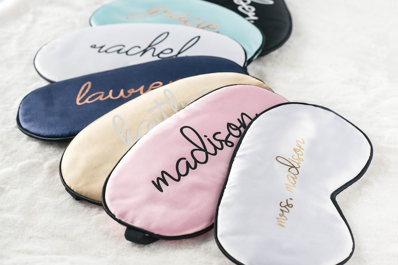 Personalized Sleep Masks Bridesmaid Eye Mask Bachelorette Maid of Honor Proposal Gifts Custom Silky Satin Mask Bridal Gift SLM01 image 3