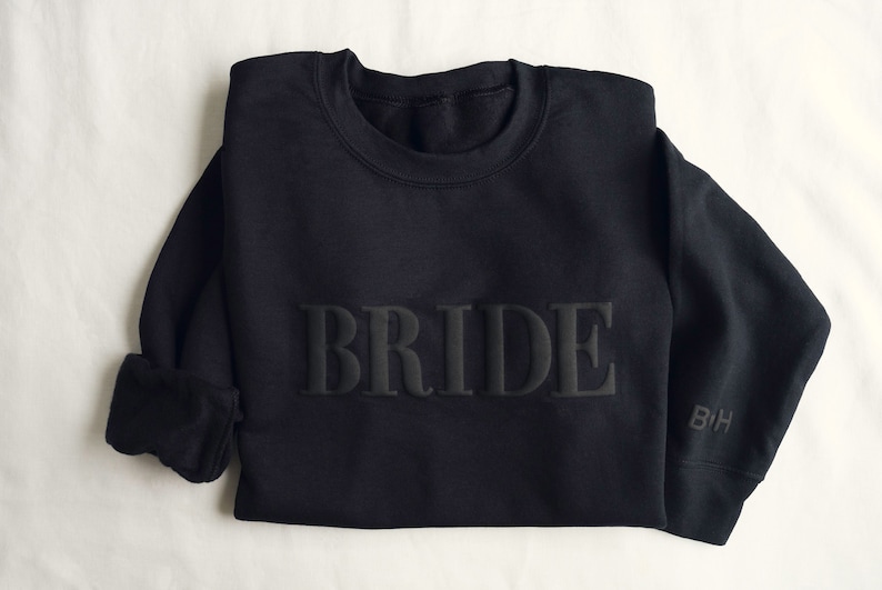 Embossed Bride Sweatshirt Personalized Gift For Engagement Gift Bridal Shower Gift ED01 image 3