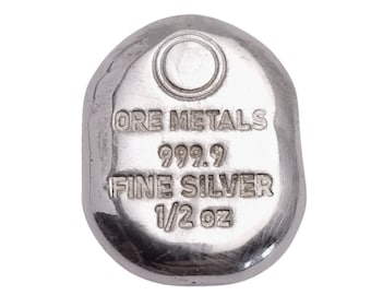 1/2 oz Fine Silver Bullion Bar | 99.99% Pure Silver | Hand Poured Half Ounce Silver Bar | 15.5 grams | Genuine 999 Silver Stacker Bar Tablet