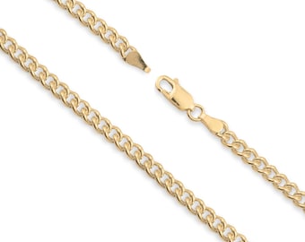 May include: A gold-toned curb chain necklace featuring interlocking oval links with a polished finish. The chain includes a lobster claw clasp mechanism at one end, allowing for secure fastening of the jewelry piece around the neck.