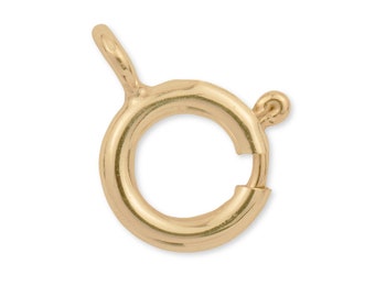 18K Solid Yellow Gold Bolt Ring Clasp With Open Ring - Spring Loaded Trigger Claw Locking Clasp For Bracelet / Necklace - 750 Gold Bolt Ring