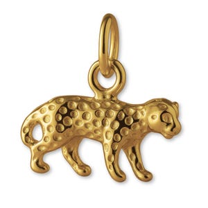 Solid 9ct Yellow Gold Asiatic Cheetah Charm - Animal Charms - 9k / 375 Gold Charms for Necklaces, Bracelets and Earrings
