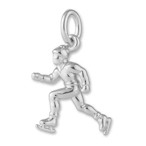 Solid 999 Pure Silver Ice Skater Charm - Sports Charms - 999 Fine Silver Necklace, Bracelet and Earring Charm