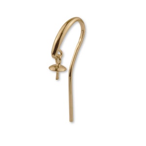 9K Solid Gold Earring Hooks w/ Swinging Cup and Peg for Half Drilled Pearl Beads, Solid 9k Yellow Gold Ear Hooks For Jewellery Making
