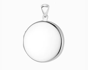 Sterling Silver Locket For Photo - Silver Locket Necklace Pendant - Flat Round Silver Locket - 925 Silver Locket - Memorial Wedding Locket
