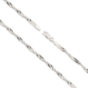 Wellingsale 14k White Gold Solid 1.8mm Singapore Chain Necklace – Lobster Claw Clasp