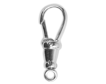 Sterling Silver Swivel Clasp With Closed Ring - 925 Silver Albert Swivel Lobster Carabiner Clasp - Anti Tangle Chain Clasp - Necklace Clasp