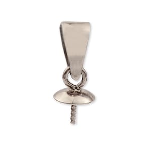 Sterling Silver Pearl Mount with Peg - 925 Sterling Silver Pearl Cup w Bail for Half Drilled Pearls and Gems - 925 Round Pearl Setting