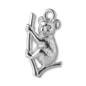 Solid 925 Sterling Silver Perched Koala Charm - Animal Charms - 925 Silver Charms for Necklaces, Bracelets and Earrings