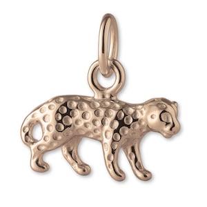 Solid 9ct Rose Gold Asiatic Cheetah Charm - Animal Charms - 9k / 375 Pink Gold Charms for Necklaces, Bracelets and Earrings
