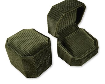 Earring Box - Olive Green | Fine Jewellery Boxes | Luxury Velvet Corduroy Jewellery Packaging | Professional Jewellery Storage / Display Box