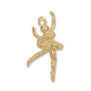 14ct Gold Plated Ballet Dancer Charm - Music / Arts Charms - 14k Necklace & Bracelet Charms - 14k Gold Earring Charm