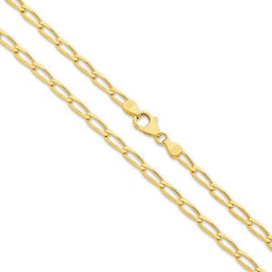 9k Solid Gold Chicago Long Curb Chain Necklace - Custom Length - Solid 375 Yellow Gold - Genuine 9ct Gold Chain Necklace For Men & Women