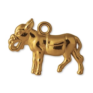 Solid 9ct Yellow Gold Farm Mule Charm - Animal Charms - 9k / 375 Gold Charms for Necklaces, Bracelets and Earrings