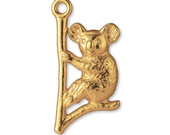 14ct Gold Plated Drop Bear Koala Charm - Animal Charms - 14k Gold Charms for Necklaces, Bracelets and Earrings