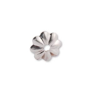 Bulk Sterling Silver Beads - Flower End Cap Bead - Finishing Bead - Modern / Antique Style - 925 Silver Beads for Necklaces, Bracelets