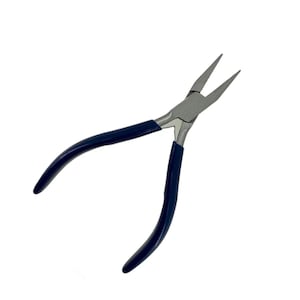 May include: A pair of blue-handled pliers with pointed tips, designed for jewelry making.